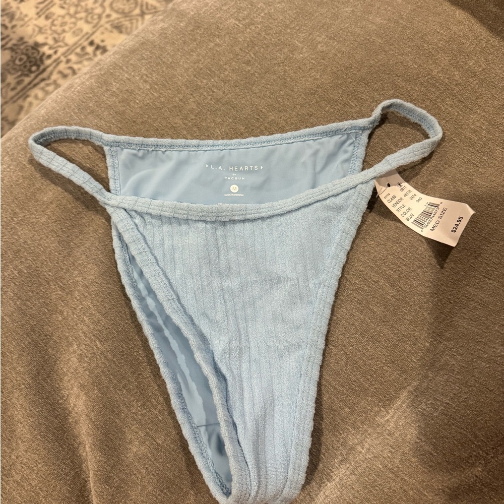 La Hearts Sky Blue Ribbed Bikini Bottom